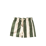 Wide Stripe | Swim Shorts | Bronze Green