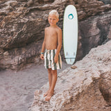 Wide Stripe | Swim Shorts | Bronze Green