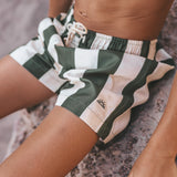 Wide Stripe | Swim Shorts | Bronze Green