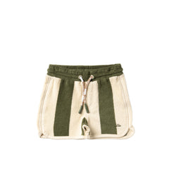 Wide Stripe | Sporty Shorts | Bronze Green