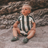 Wide Stripe | Swim Tee | Bronze Green