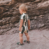 Wide Stripe | Swim Tee | Bronze Green
